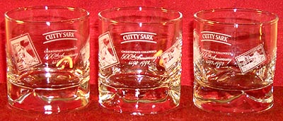 Cutty Sark Scotch Whisky 1992 Set of 3 Rock Glasses
