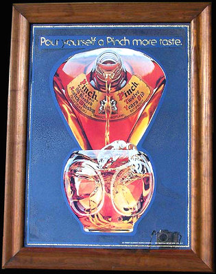 Pinch Scotch Whisky Vintage Smoked Glass Bar Mirror