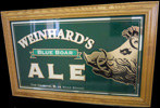 Henry Weinhard's Blue Boar Ale Reflective Glass Plaque Bar Mirror