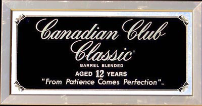Canadian Club Classic Barrel Blended Whiskey Metal Frame Vintage Bar Mirror