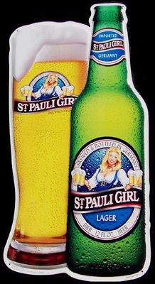 St Pauli Girl Bottle and Glass Tin Sign