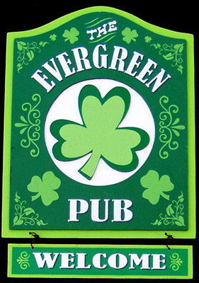 The Evergreen Pub Irish 3D Wood Sign and Beer Helping Ugly People Wood Sign Combo