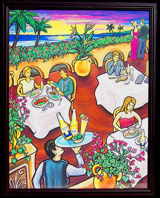 Corona Beach Scene Cantina Framed Print