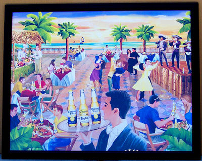 Corona Beach Scene Cafe Framed Print