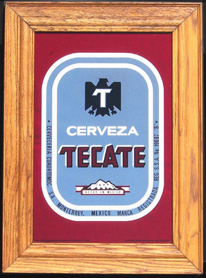 Cerveza Tecate Oak Framed Classic Bar Mirror