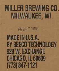 Beeco label on back of Miller High Life Girl on the Moon mirror