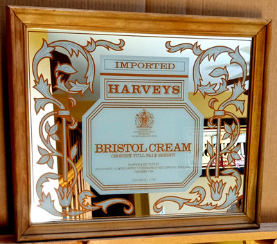 Harvey's Bristol Cream Choicest Full Pale Sherry 1980 Vintage Bar Mirror
