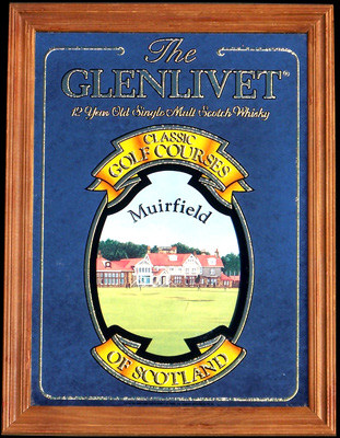 Glenlivet Scotch Whisky Muirfield Classic Golf Courses Of Scotland Vintage Bar Mirror