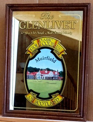 Glenlivet Scotch Whisky Muirfield Classic Golf Courses Of Scotland Vintage Bar Mirror