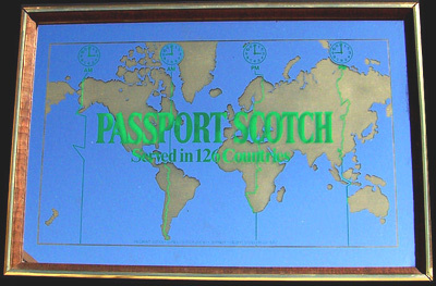 Passport Scotch World Map Vintage Bar Mirror