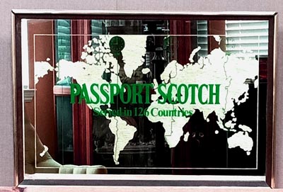 Passport Scotch World Map Vintage Bar Mirror