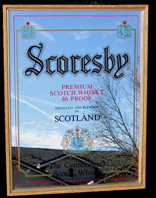 Scoresbey  Scotch Whisky Oak Framed Vintage Bar Mirror