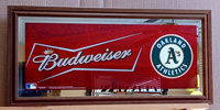 Budweiser Oakland Athletics Beveled Glass Mirror – Collectible Bar Decor