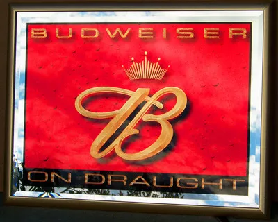 Budweiser On Draught Beveled Glass Mirror