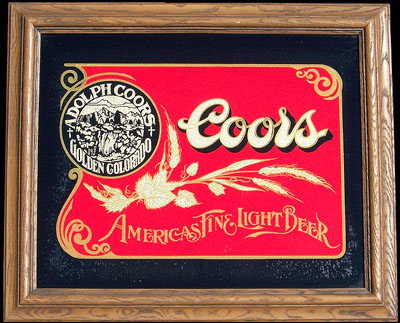 Coors America's Fine Light Beer Reflective Glass Plaque