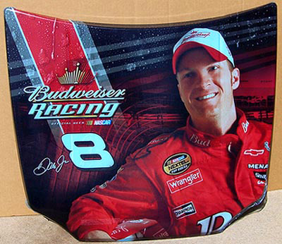 Budweiser Racing Dale Earnhardt JR Metal Replica Hood Beer Sign