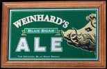 Henry Weinhard's Blue Boar Ale Reflective Glass Plaque Bar Mirror – Collectible Bar Decor