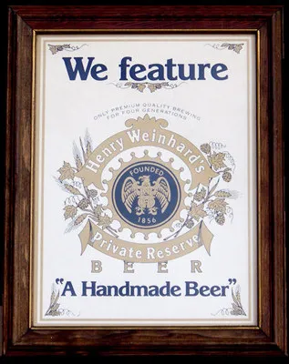 Henry's Weinhard's A Handmade Beer Oak Framed Bar Print<