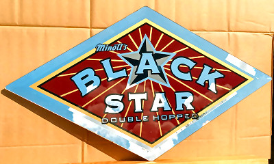 Minott's Black Star Beer Diamond Shaped Bar Mirror