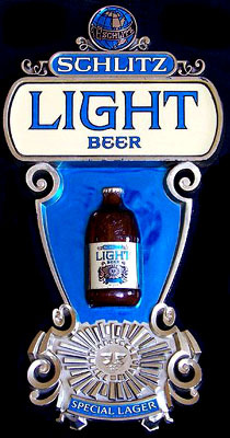 Schlitz Light Beer Vintage Plastic Plaque