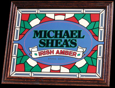 Michael Shea's Irish Amber Simulated Stained Glass Bar Mirror