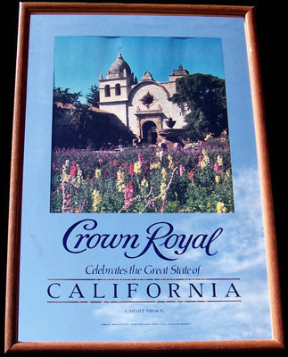 Crown Royal Whisky Carmel Mission California Bar Mirror