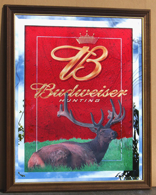 Budweiser Hunting Beveled Glass Bull Elk Wildlife Mirror
