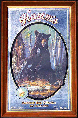 Hamm's Beer 1992 Black Bear Wildlife Bar Mirror