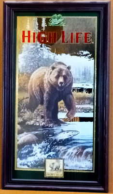 Miller High Life Brown Bear Series 4 Wildlife Bar Mirror