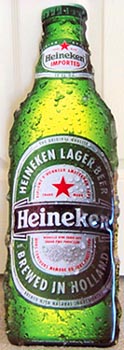 Heineken Amsterdam Rotterdam Breweries Bar Back Mirror with Free Tin Bottle Sign